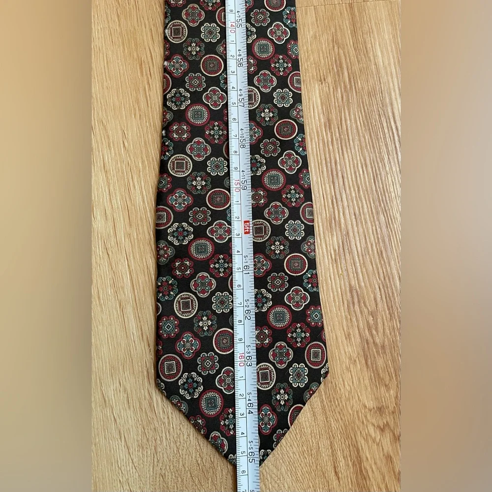 Vintage Oscar de la Renta silk tie black floral geometric